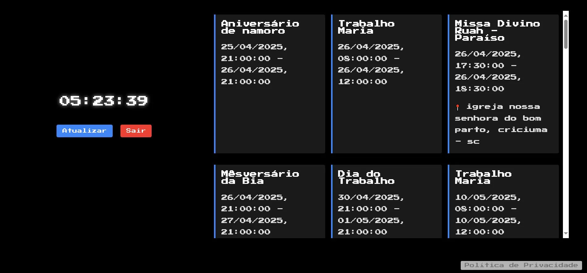 Print do projeto Agenda