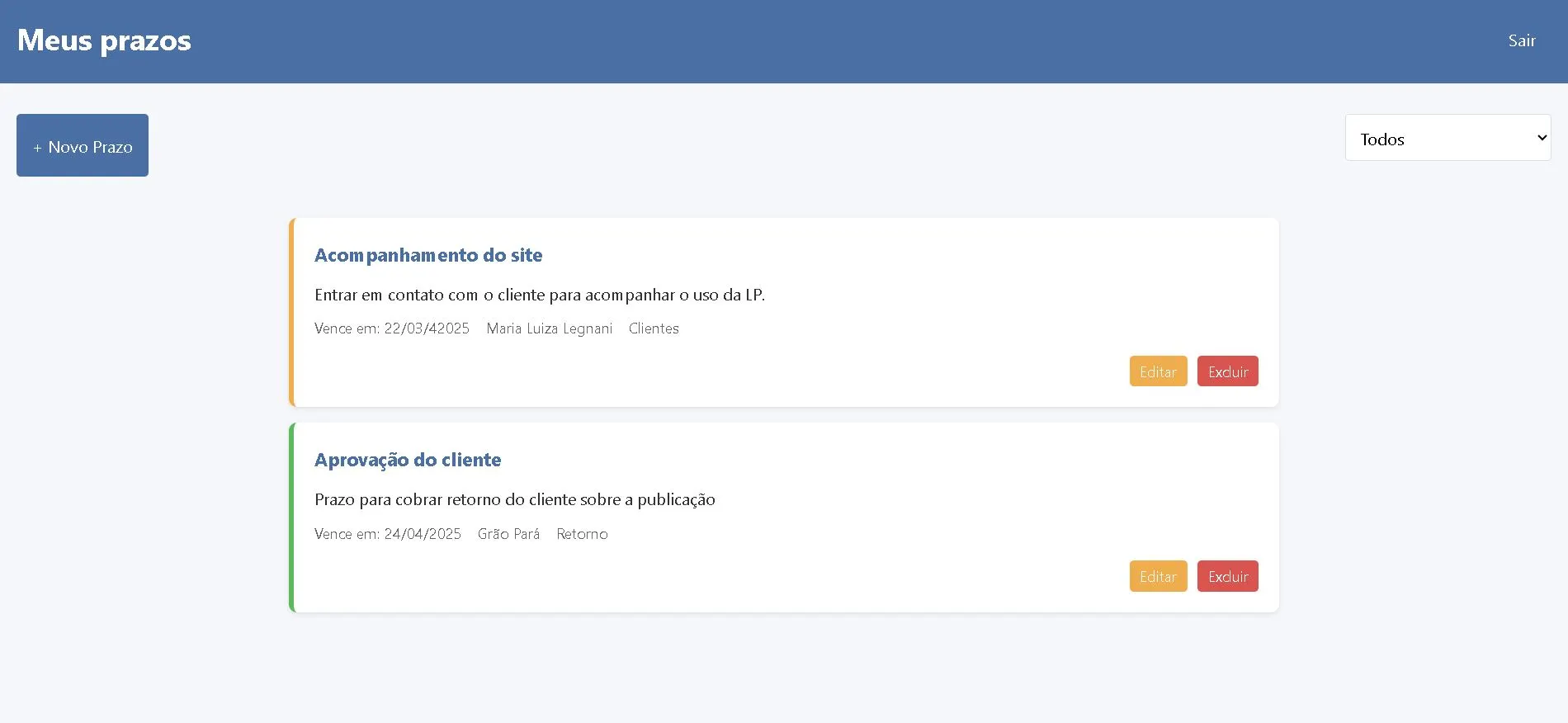 Print do projeto Super Prazos